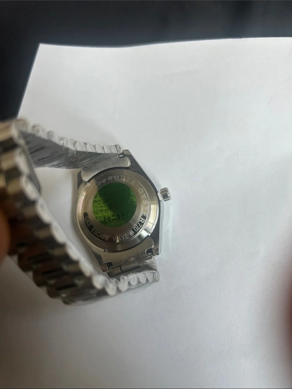 Rolex Black Dial Stainless Steel Watch with Diamond Hour Markers